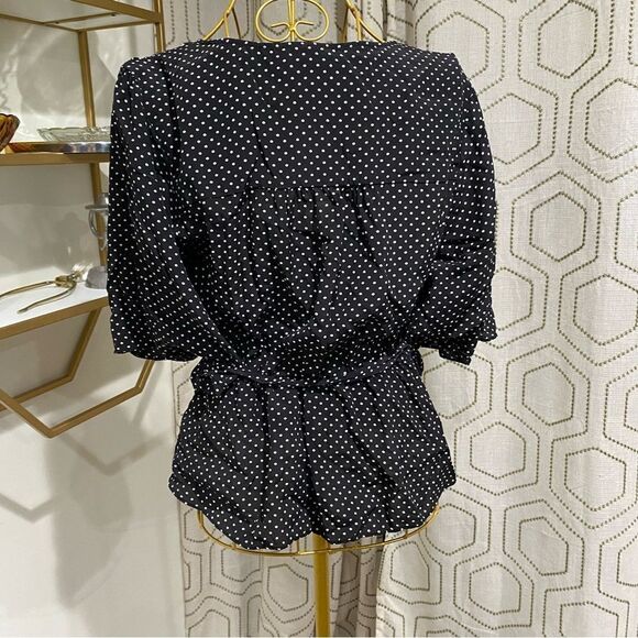 7 for all mankind Polka Dot Wrap Blouse Size M - Picture 5 of 7